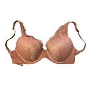 ThirdLove Graphic Lace Plunge Bra Size 30F Mauve Removable Pads Underwire